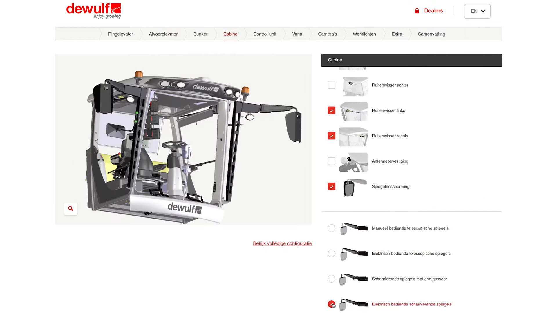 Elfsquad CPQ Dewulf tractor cabin configurator