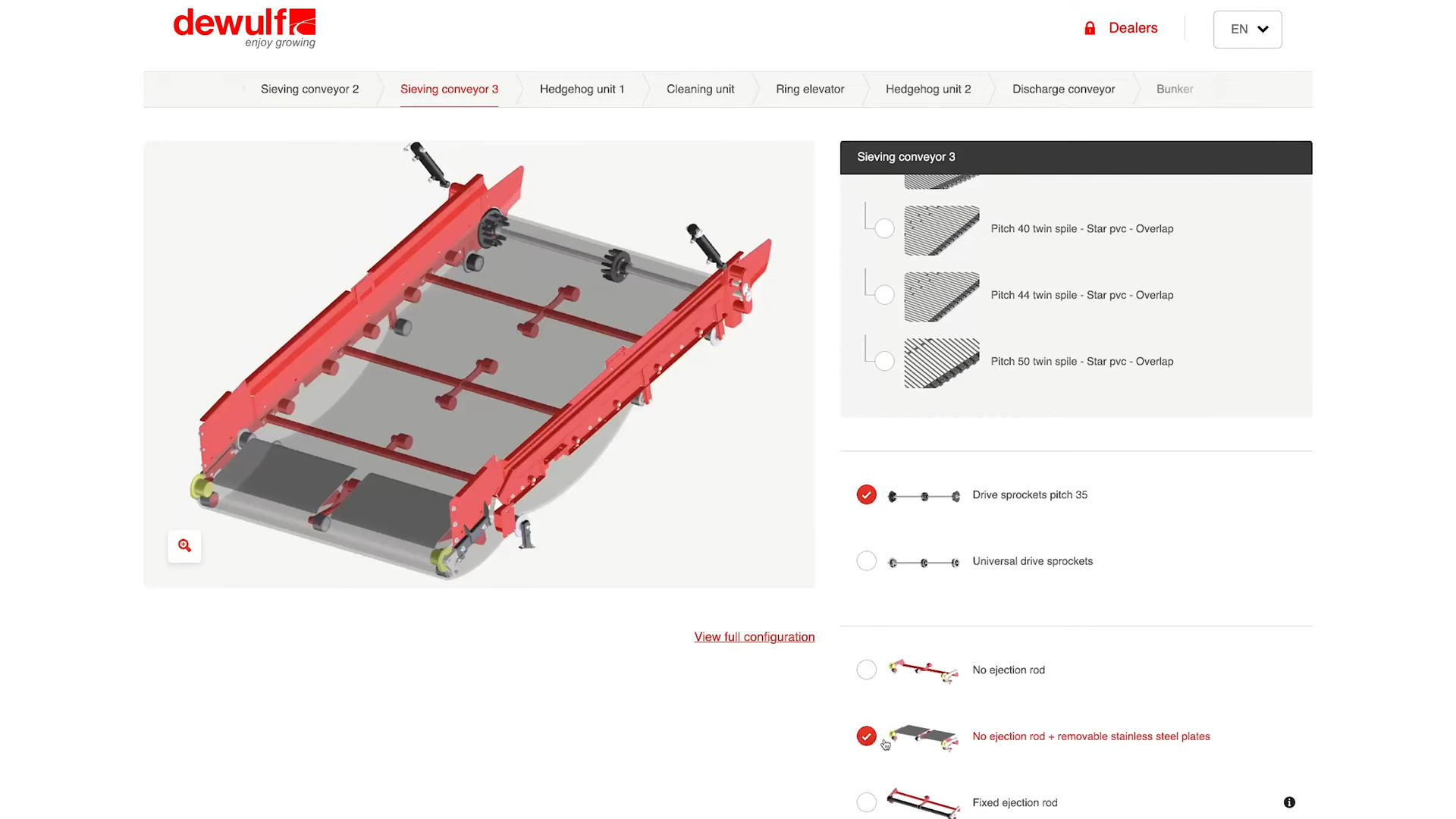 Elfsquad CPQ Dewulf conyer belt configurator
