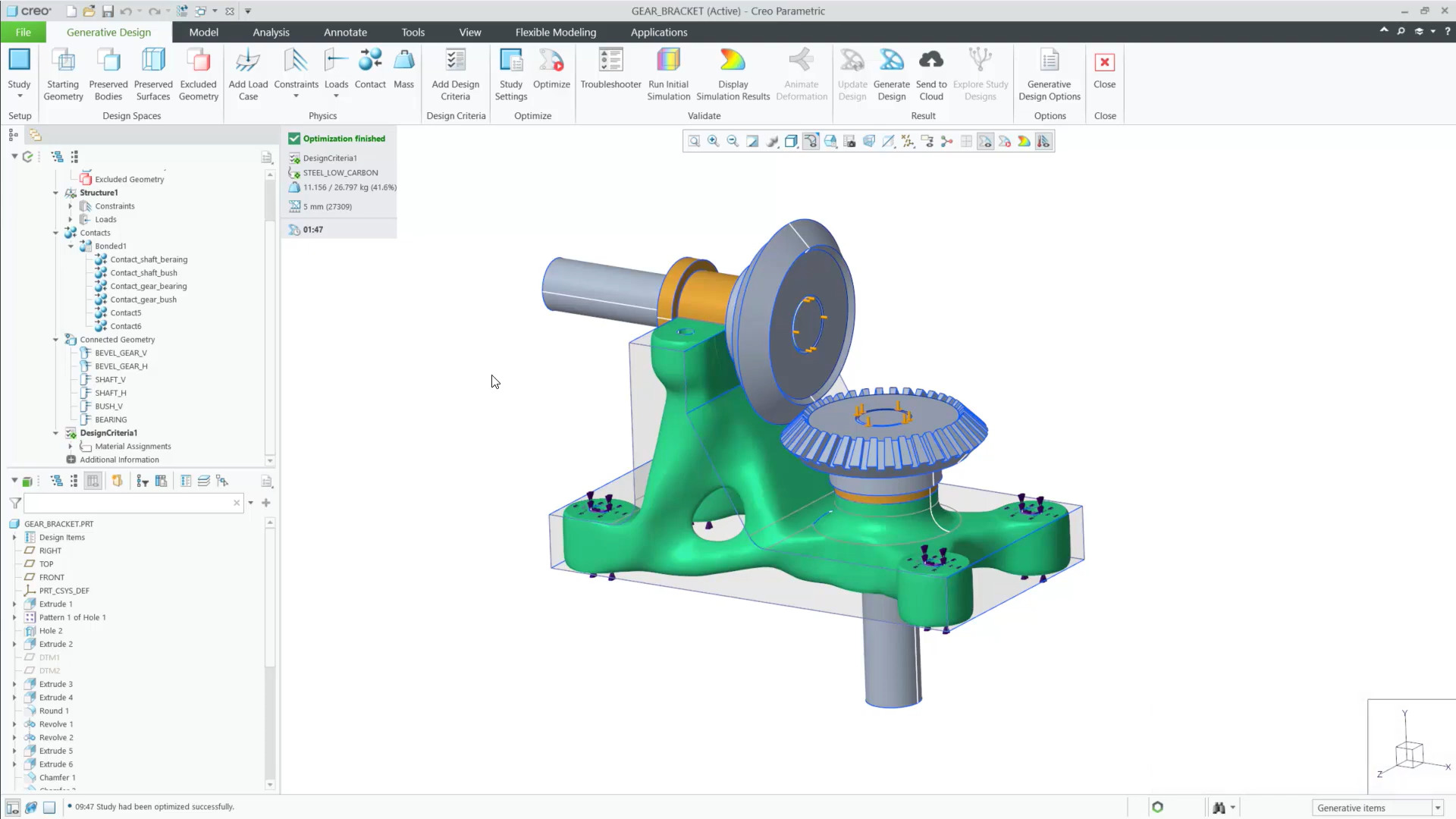 PTC Creo rigid body support met generative design