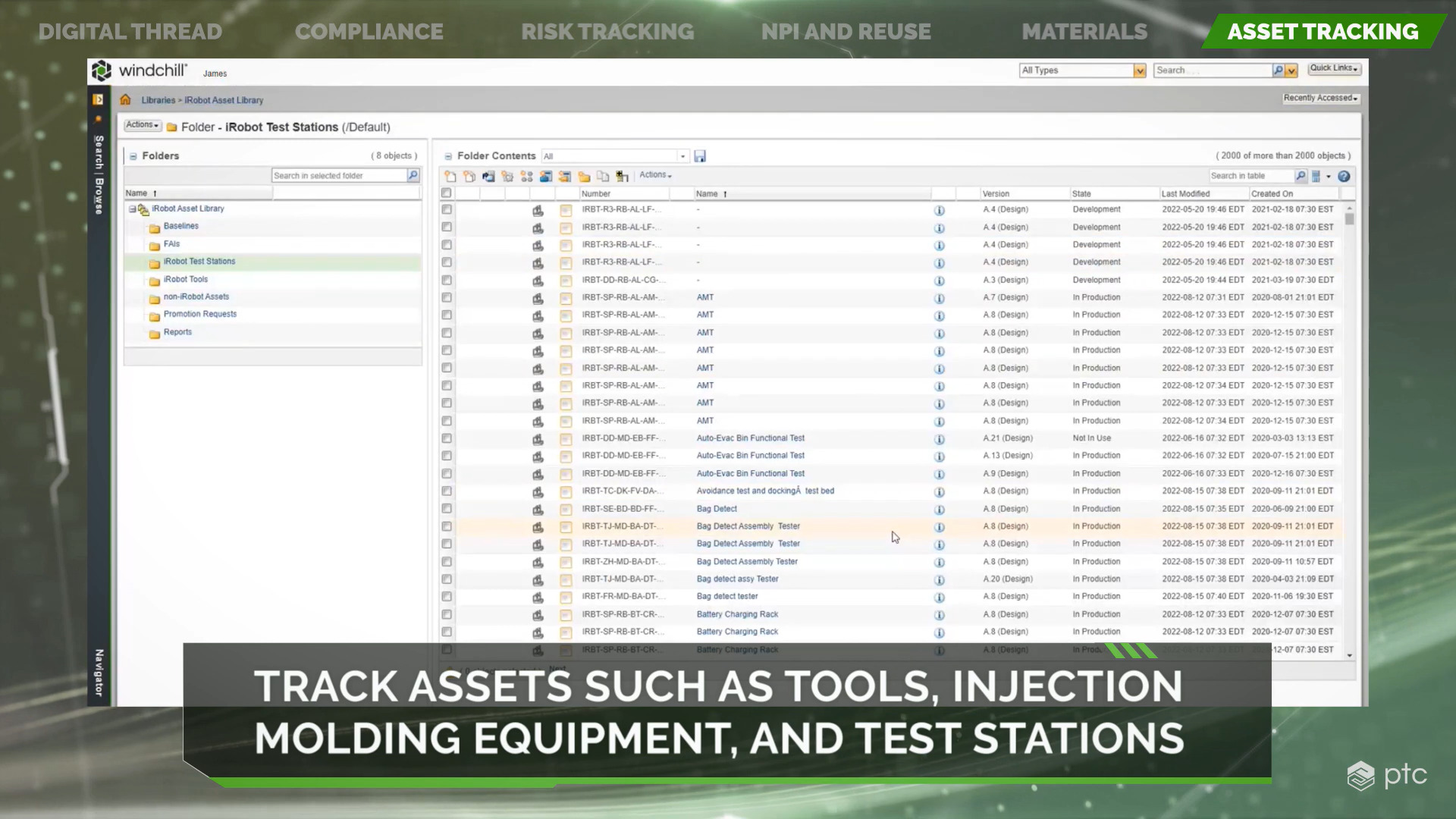 PTC Windchill asset tracking
