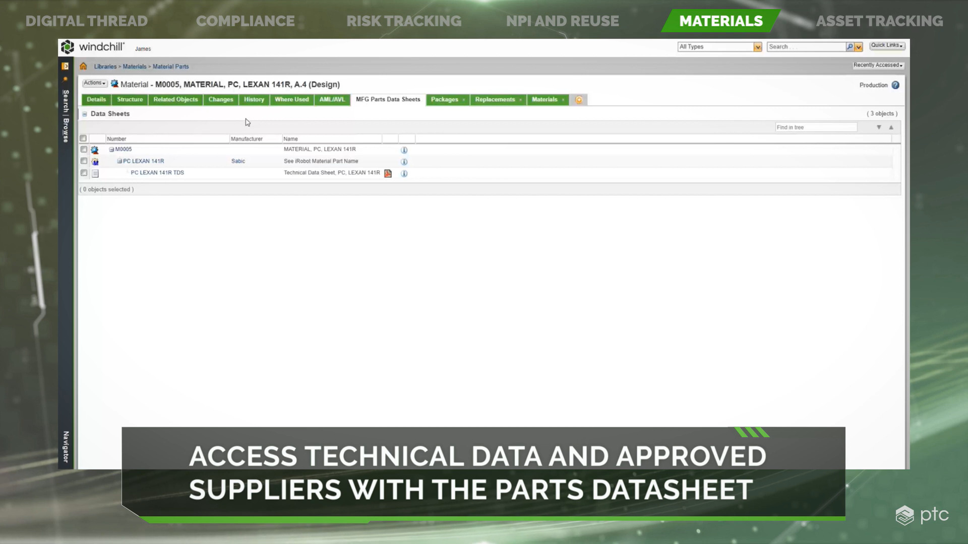 PTC Windchill materialen technische data TDS